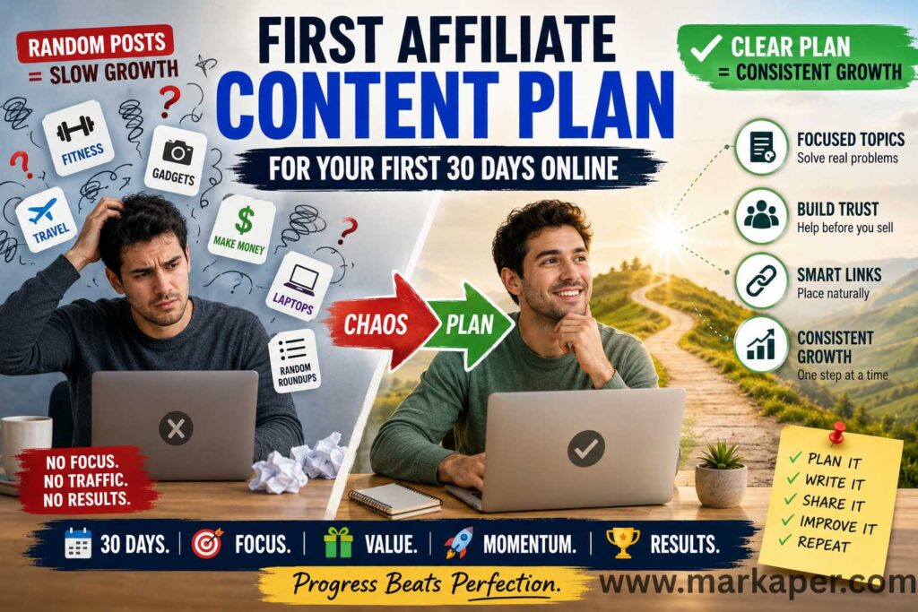 First Affiliate Content Plan for Your First 30 Days Online